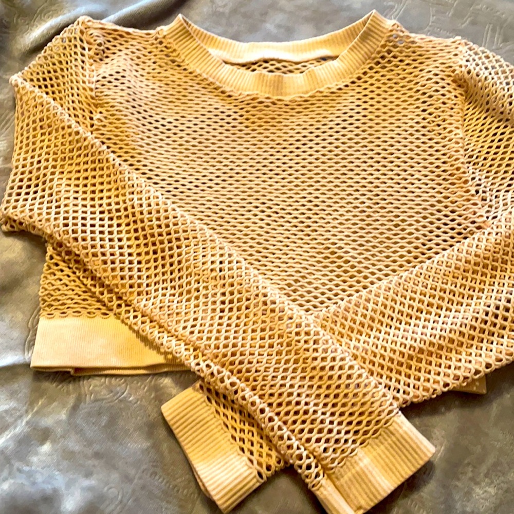 Peek a boo cropped top in cream color